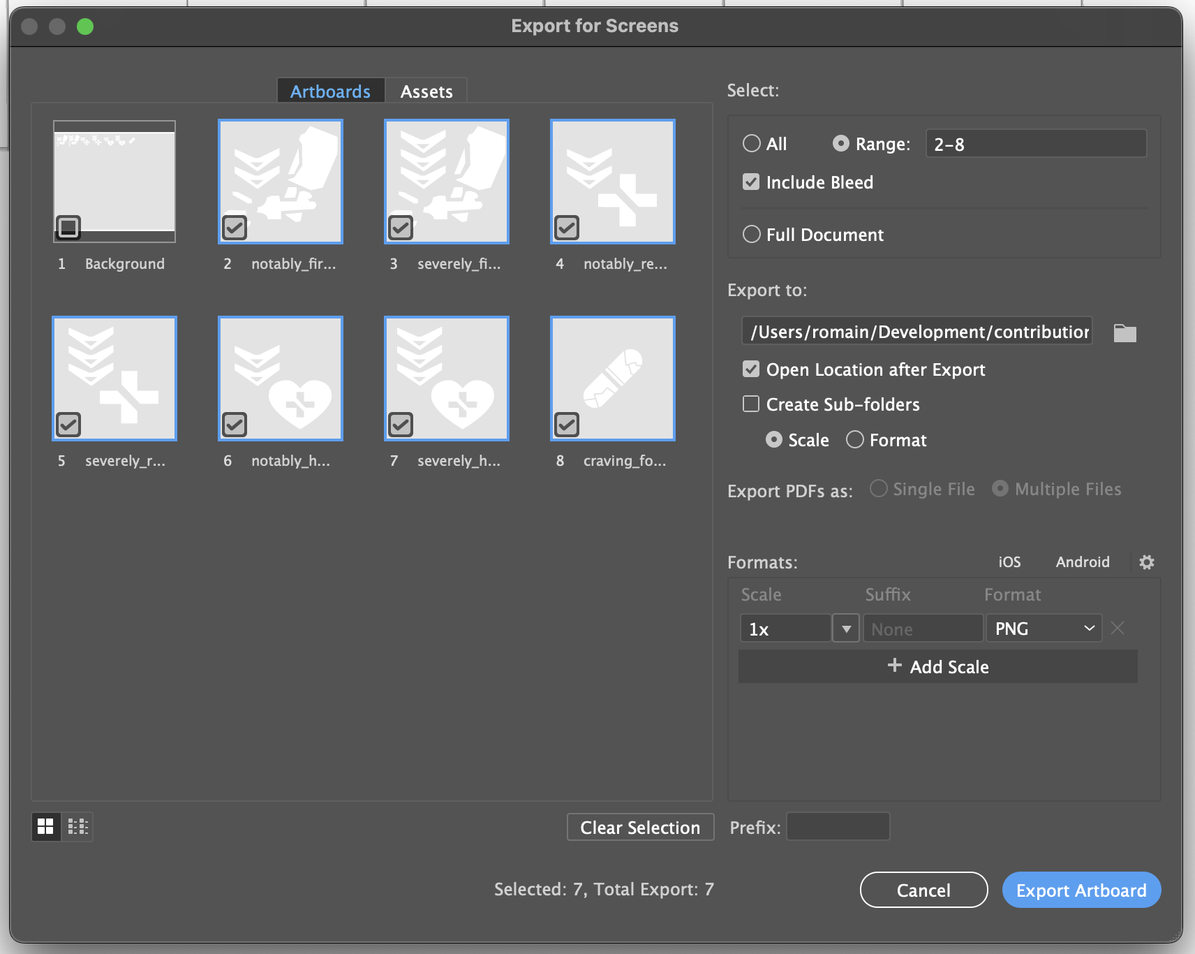 .ai Export for Screens settings