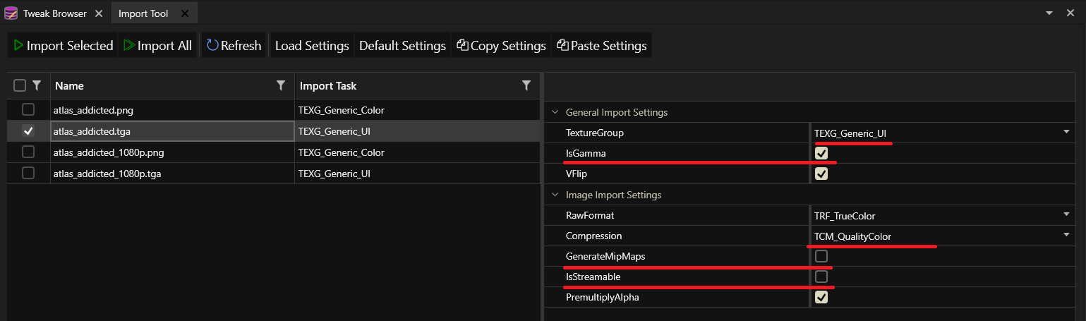 WolvenKit .xbm import settings