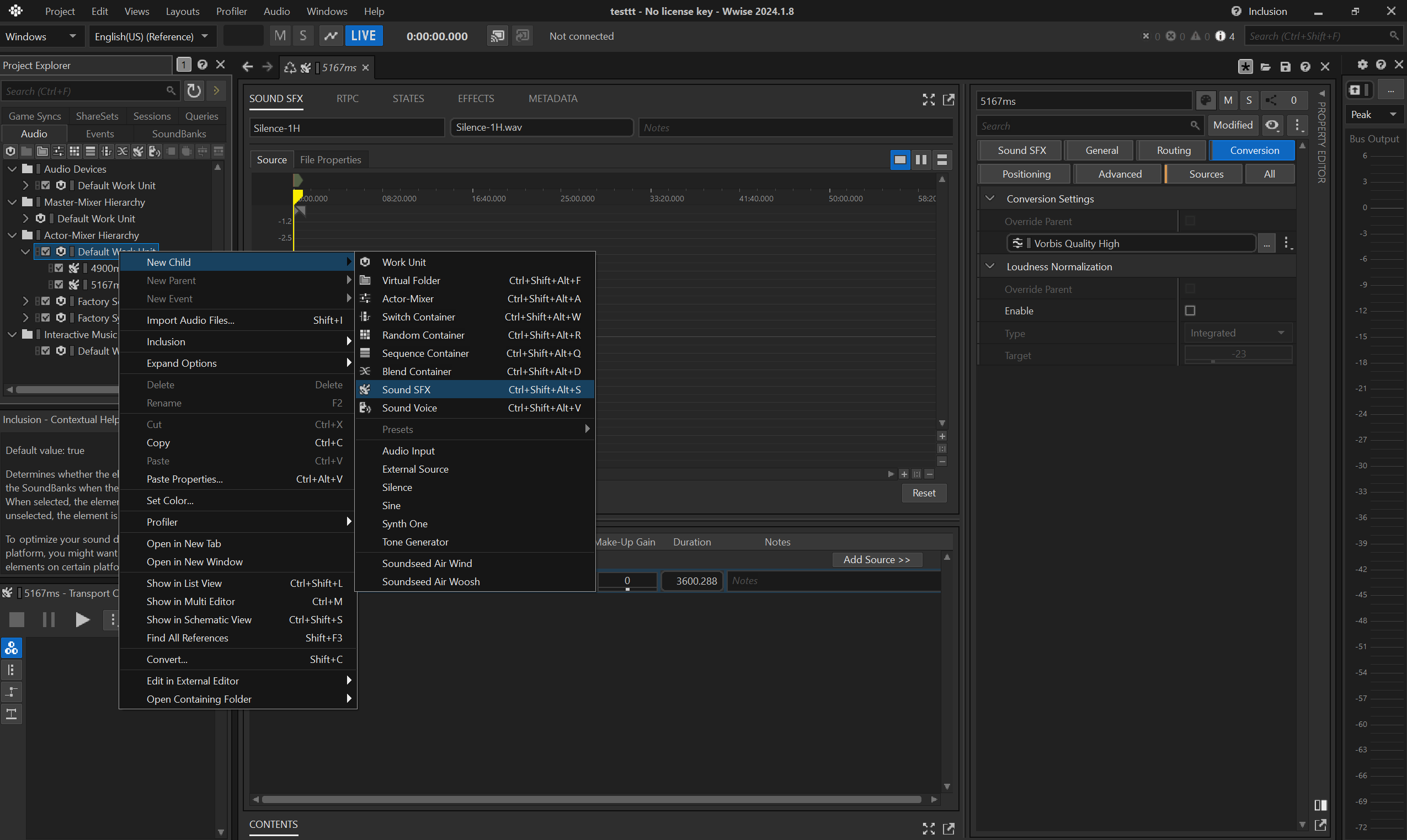 create sound sfx container