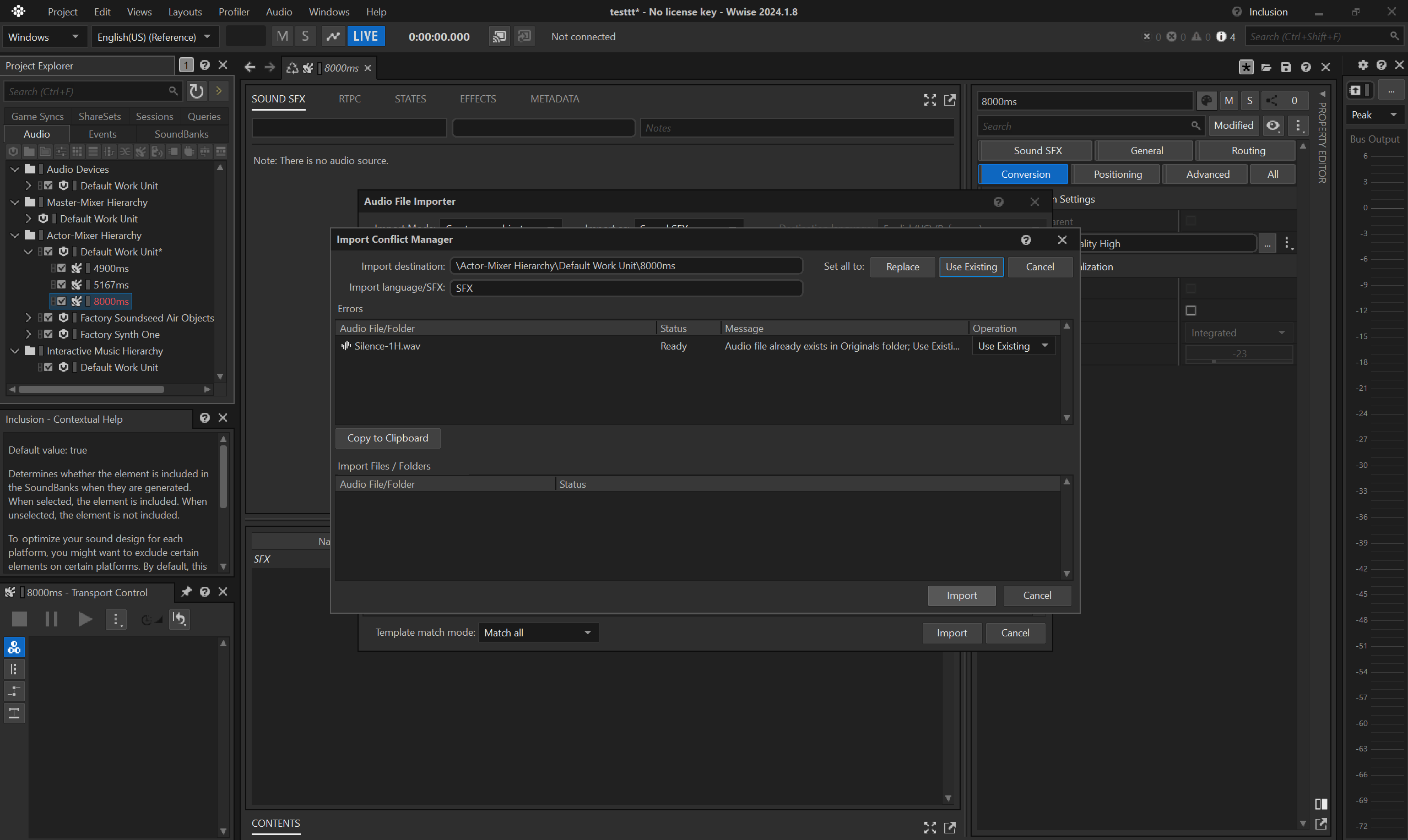 reuse audio on import