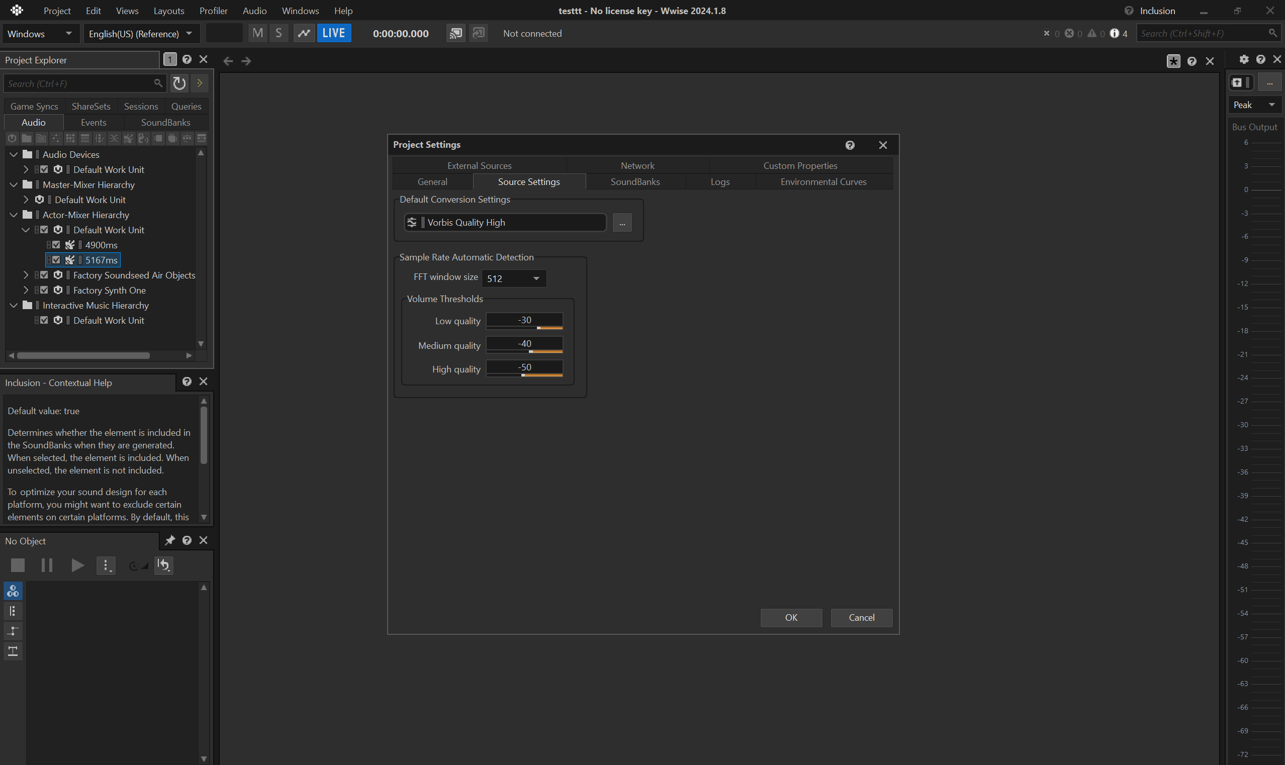 project conversion settings
